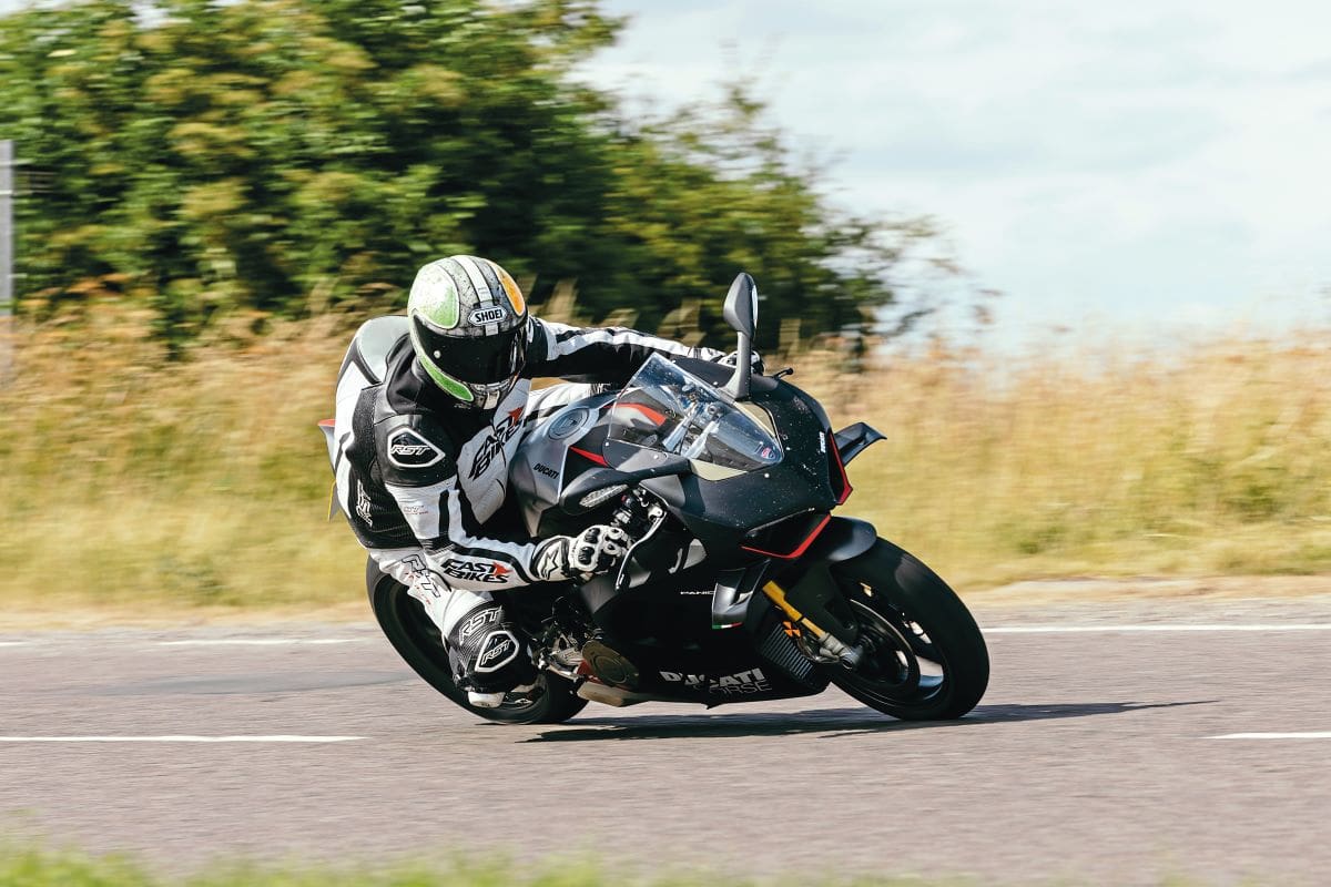 Riding the Ducati Panigale V4 SP2 on the road.