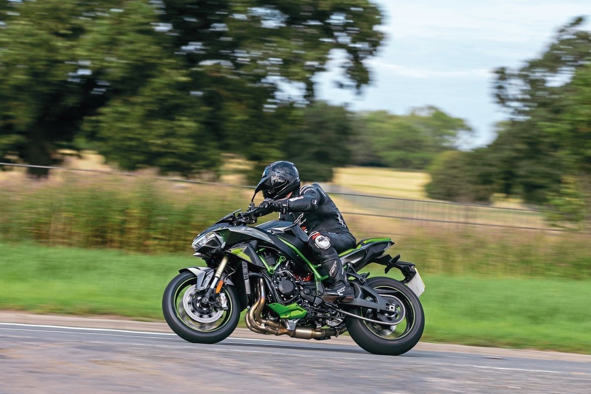 Andy riding the Kawasaki Z-H2 SE